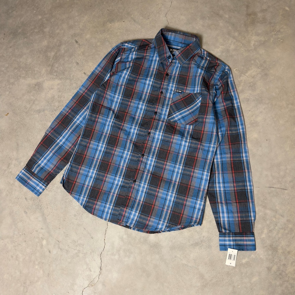 NWT‎ Zoo York Plaid Flannel Button Down Shirt Mens Medium Blue Skate Streetwear